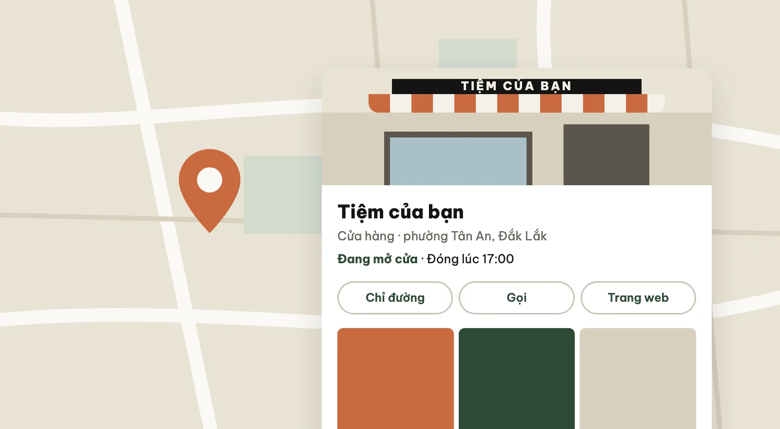 Minh hoạ hồ sơ Google Maps của tiệm