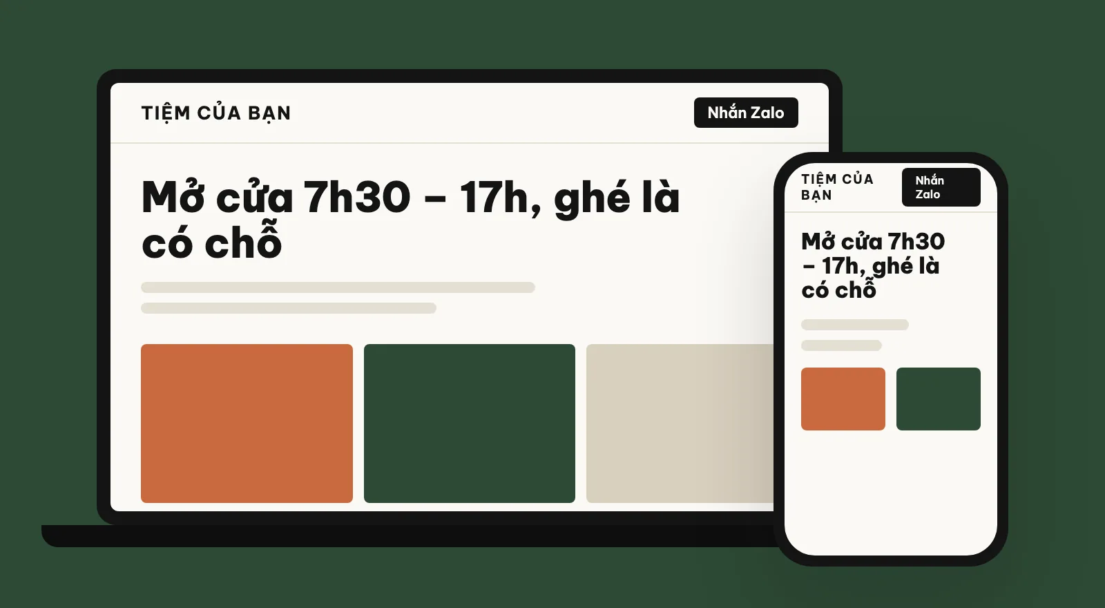 Minh hoạ website trên máy tính và điện thoại